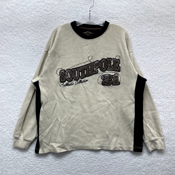 Southpole Other - Y2K Vintage Southpole Sweater Mens XL Tan Beige Rib Knit Logo Skater Grunge